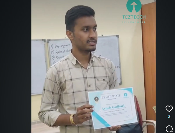 Ayush Gadkari And Interns Earn Website Certification At Teztecch Internshala